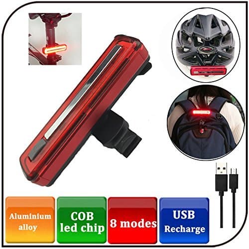 Ultra Bright Bike Light USB Rechargeable Bicycle Tail Light - 8 Modes High Intensity Rear LED Accessories Fits On Any Road Bikes & Helmet, Easy To Install for Cycling Safety Flashlight