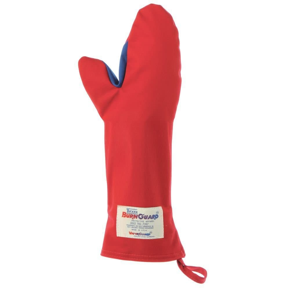 Tucker Safety56189 Products Tucker BurnGuard Protective Apparel, Conventional Style Oven Mitt, Poly-Cotton, Removable Liner, Each, Medium, 18", Red
