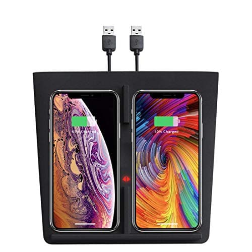 Tesla Model 3 Dual Port Qi Wireless Charger Dual Module Smartphone Charging Pad for Tesla M3 Console Wireless Charger Interior Charger
