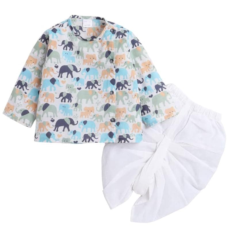 Elegant Traditional Dhoti Kurta Set for Baby Boys – Soft Cotton Ethnic Dress for Festivals And Weddings