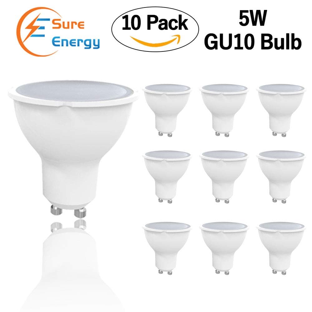 GU10 LED Spotlight, 5W, 400Lm, 110° Beam Angle, 175-250V, 50 * 55mm Ra＞80 PF>0.5 SMD Plastic with Milky PC Cover, 3000K (Pack of 10)