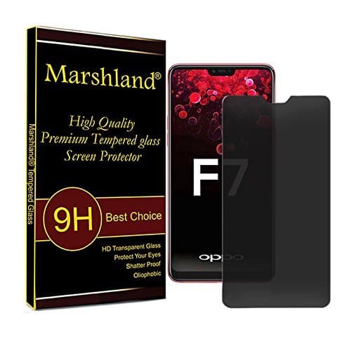 MARSHLAND Screen Protector Tempered Glass 2.5D Round Edge, Anti Spy, 9H Hardness, Anti Scratch Bubble Free Case-Friendly Compatible for Oppo F7 (Privacy)