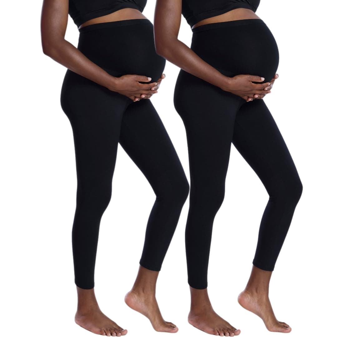 Essential Stretch Full Length Secret Fit Over The Belly Pregnancy Legging 2-Pack