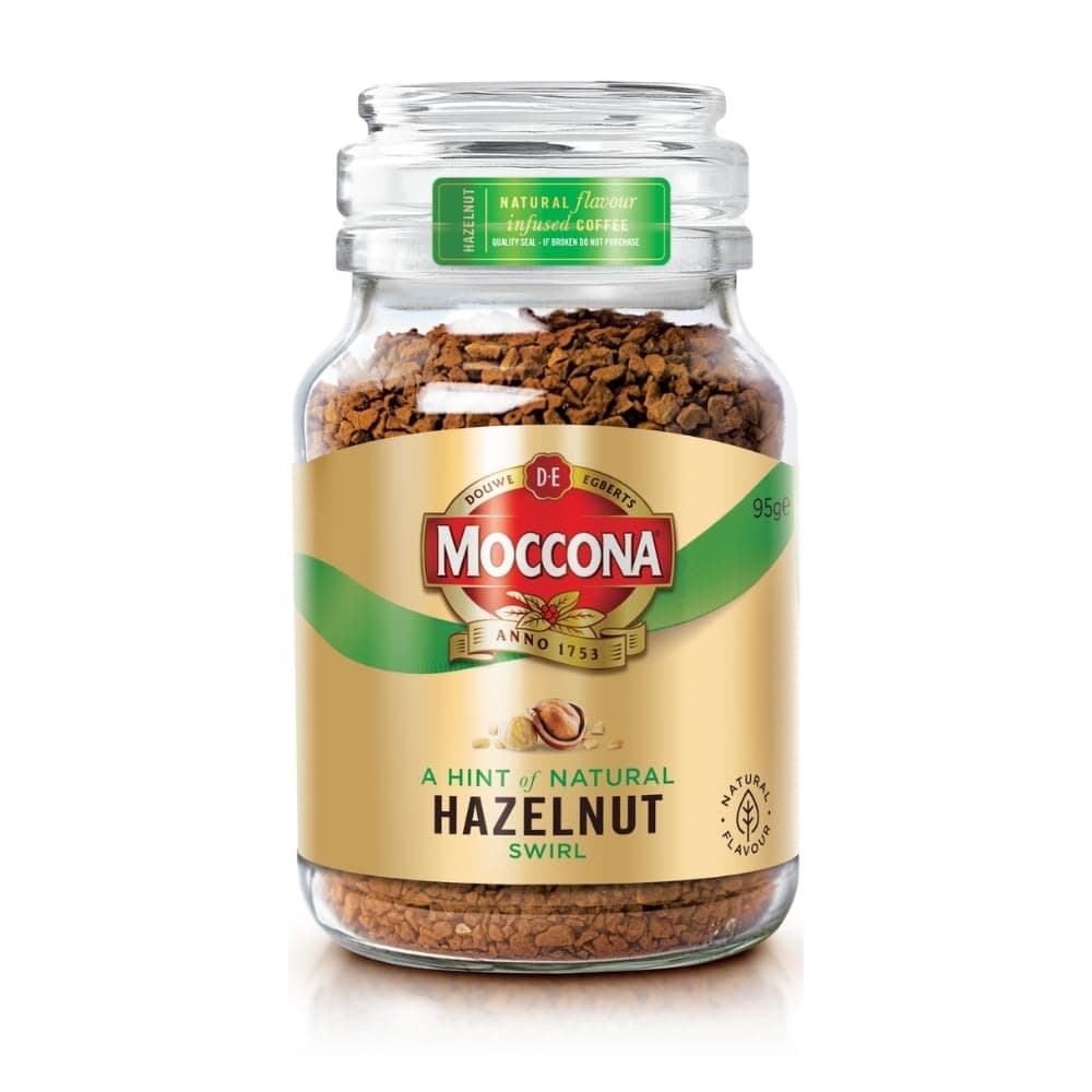 Moccona instant coffee flavored delicious 95 gr in glass jar (Hazelnut)