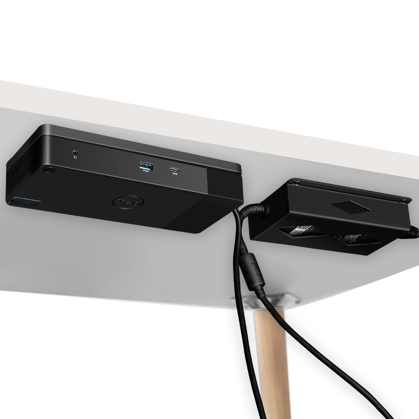 Under Desk Mount for Dell WD19 / WD19S / WD19TBS / WD19TB / WD22TB4 Dock + Power Bricks (for 180W and 130W), Docking Station & Power Bricks Holder