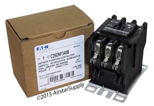 Replacement for Square D 8910DPA43V09 - Replaced by Eaton/Cutler Hammer C25DNF340B 50mm DP Contactor, 3-Pole, 40 Amp, 240 VAC Coil Voltage
