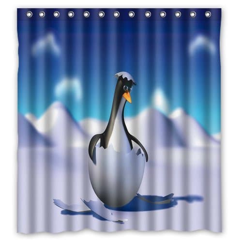 Hatched penguin Print Shower Curtain Polyester Bath Curtain Fabric Waterproof /Mildew Free 66 Inch By 72 Inch