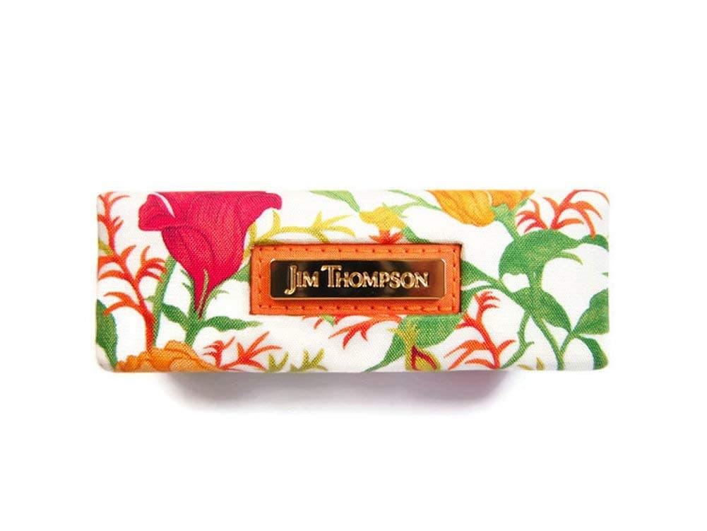 Jim Thompson - Thai Silk Lipstick Case/Cover - Red and Orange Flora on White