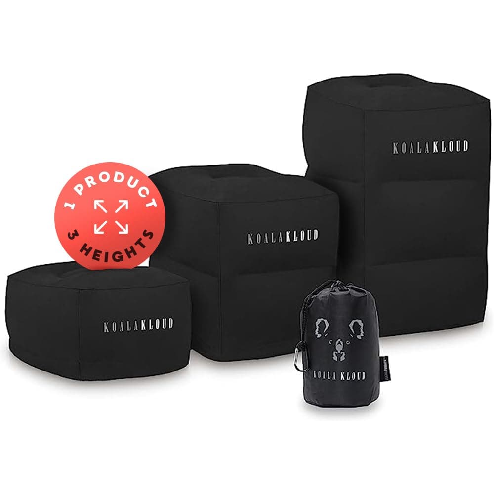 Koala Kloud 3 Height Travel Foot Rest - Gray Inflatable Foot Rest Pillow, Car Seat, Airplane Bed for Toddler Travel Essentials Kids Accessories