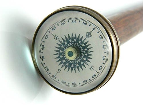 ROORKEE INSTRUMENTS (INDIA) A NAUTICAL REPRODUCTION HOUSE Brass Compass Walking Cane-Walking Stick