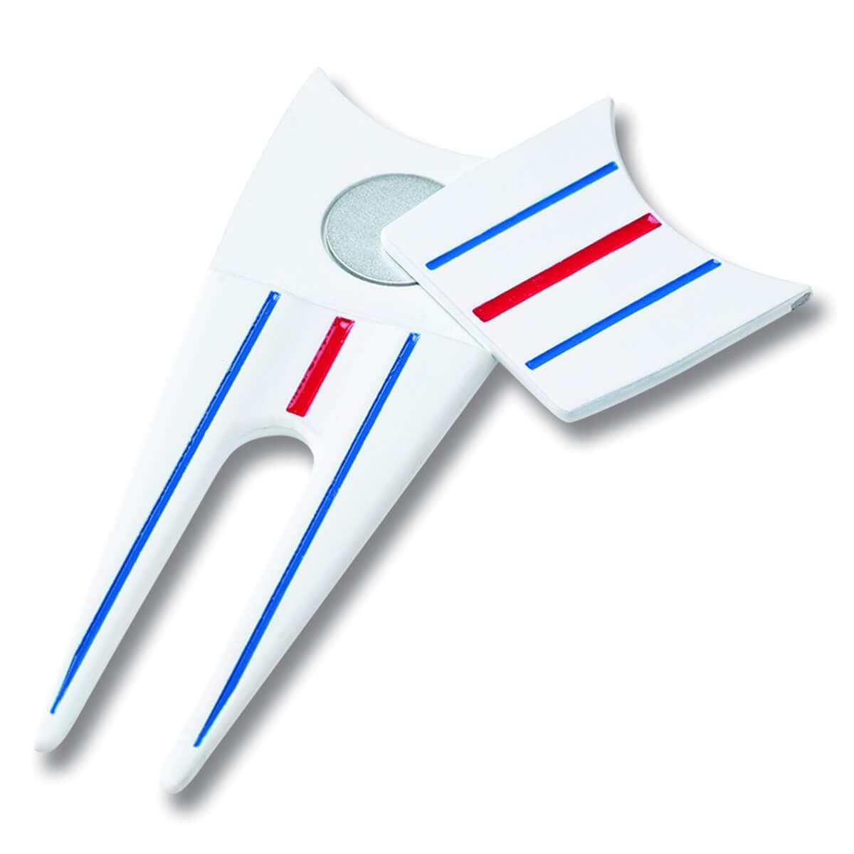 Unisex's Golf 2021 Triple Track Divot Tool, White/Blue/Red, One Size