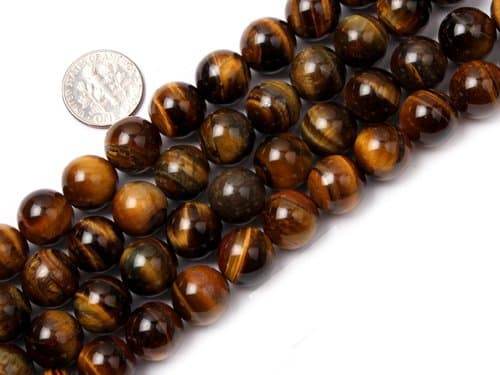 12mm Round Gemstone Tiger Eye stone beads strand 15"