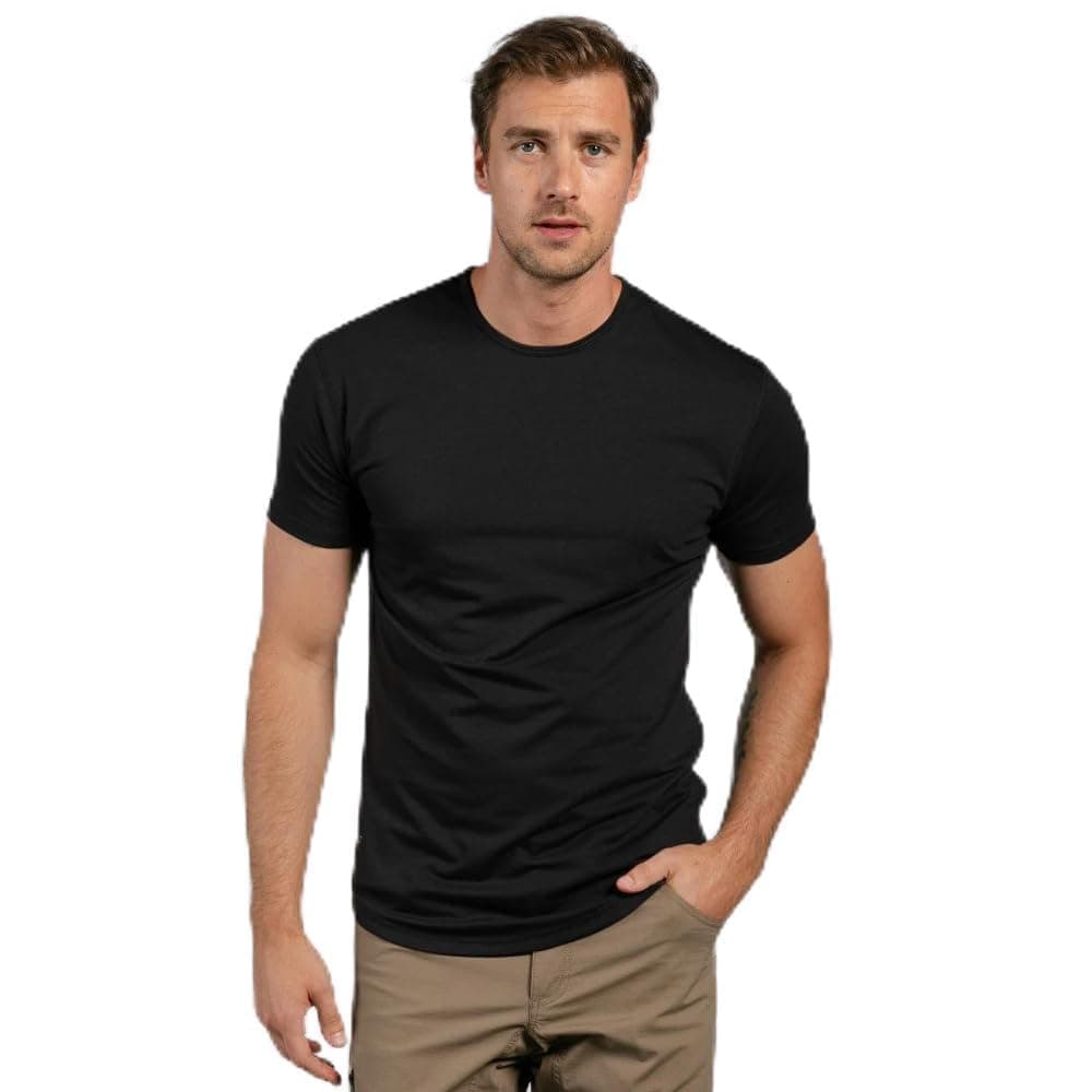 Mens Drop-Cut Men's T Shirt, Plain Tshirts for Men, Drop Cut Basic Crewneck Tee, Wrinkle Resistant, Stretch Fit