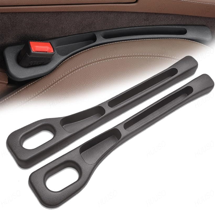 HUUSO 2 Pack Car Seat Side Gap Filler with Slot for Storing Phone, Cards & Coins, Side Gap Plug Strip to Prevent Dropping Items Compatible with Toyota Land Cruiser Prado