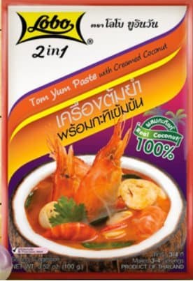 LOBO 2in1 Tom Yum Paste with Creamed Coconut 3.52 oz.(100g) x 3