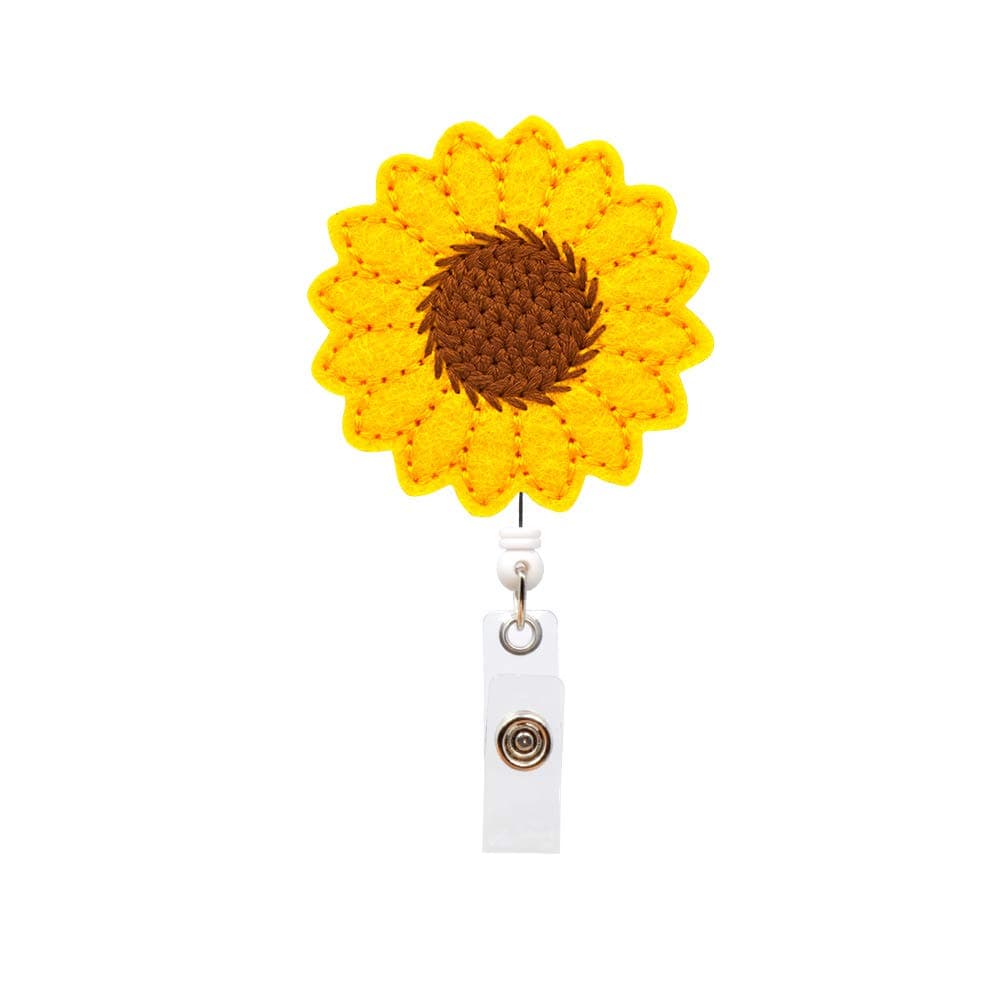 Sunflower Badge Reel Holder, Accurate Stitching, Reinforced Strap, Easy Retracting, Retractable Badge Holder with Alligator Clip, Perfect Gifts for Women Nurse