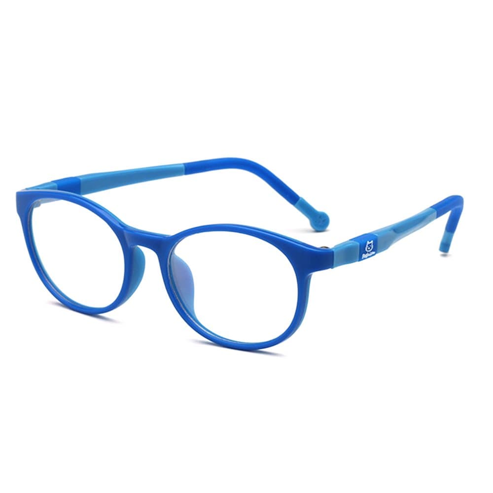 Kids Safety Flex Optical Round Eye Glasses Non-Prescription Glasses (Blue)