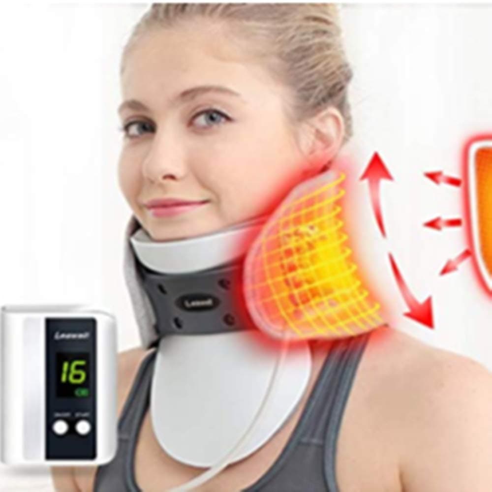 Leawell Neck Traction Device Supports Cervical to Relieve Pain, Neck Collar with Heating Neck Pad Corrects Posture Scientifically