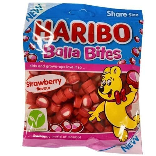 Strawberry Flavour Balla Bites Gummy Sweets Suitable for Vegetarians 3x Packs 140g