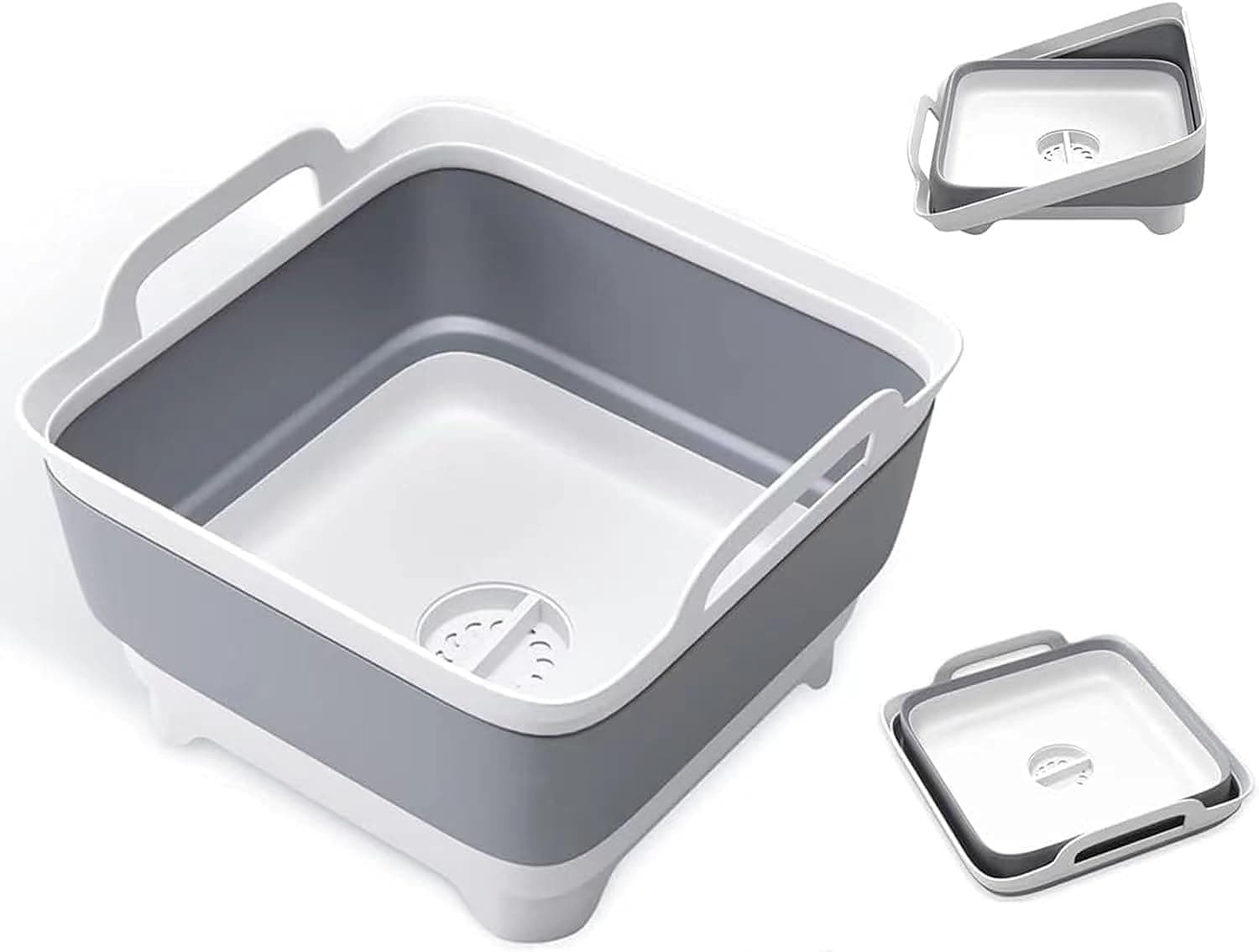 Collapsible Dish Tub Portable Sink, Folding Laundry Tub, 9L Washing Basin with draining Plug, Camping Dish Tub, Portable wash Dish Basin (A)