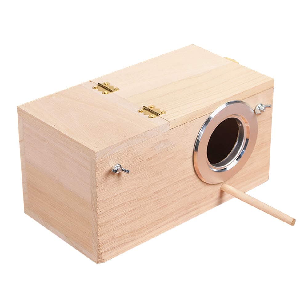 YJJKJ Wood Parakeet Nest Box Pet Bird House Parrot Breeding Mating Box Bird Cage Box for Lovebirds Cockatiel Parrotlets Budgerigar Parakeet (M)