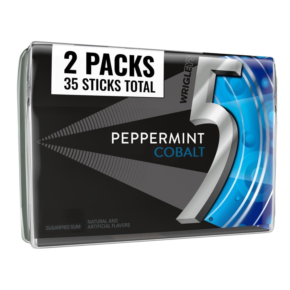 5 GUM Peppermint Cobalt Sugar Free Chewing Gum Refreshing Cooling Minty Flavor Five Gum, 35 Stick Pack