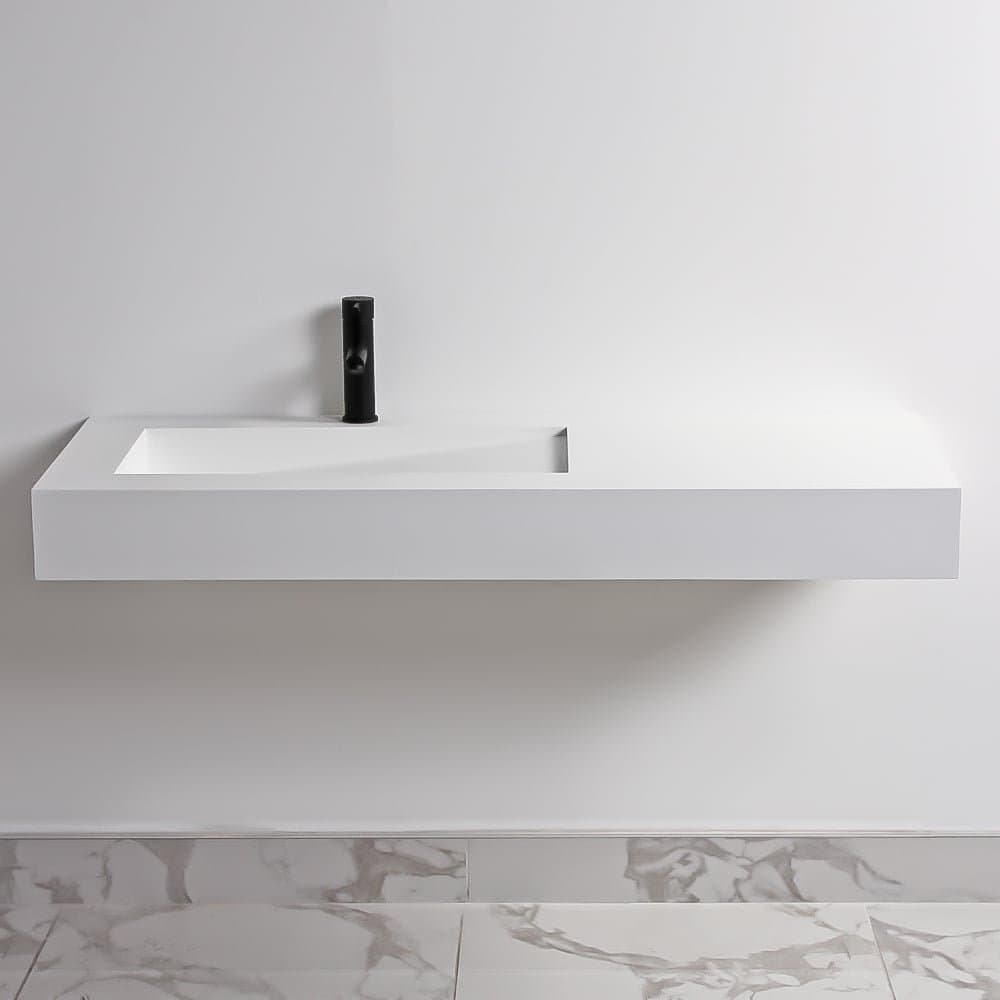 Lusso Stone Slope Solid Surface Stone Resin Wall Hung Basin 1200 With tap hole