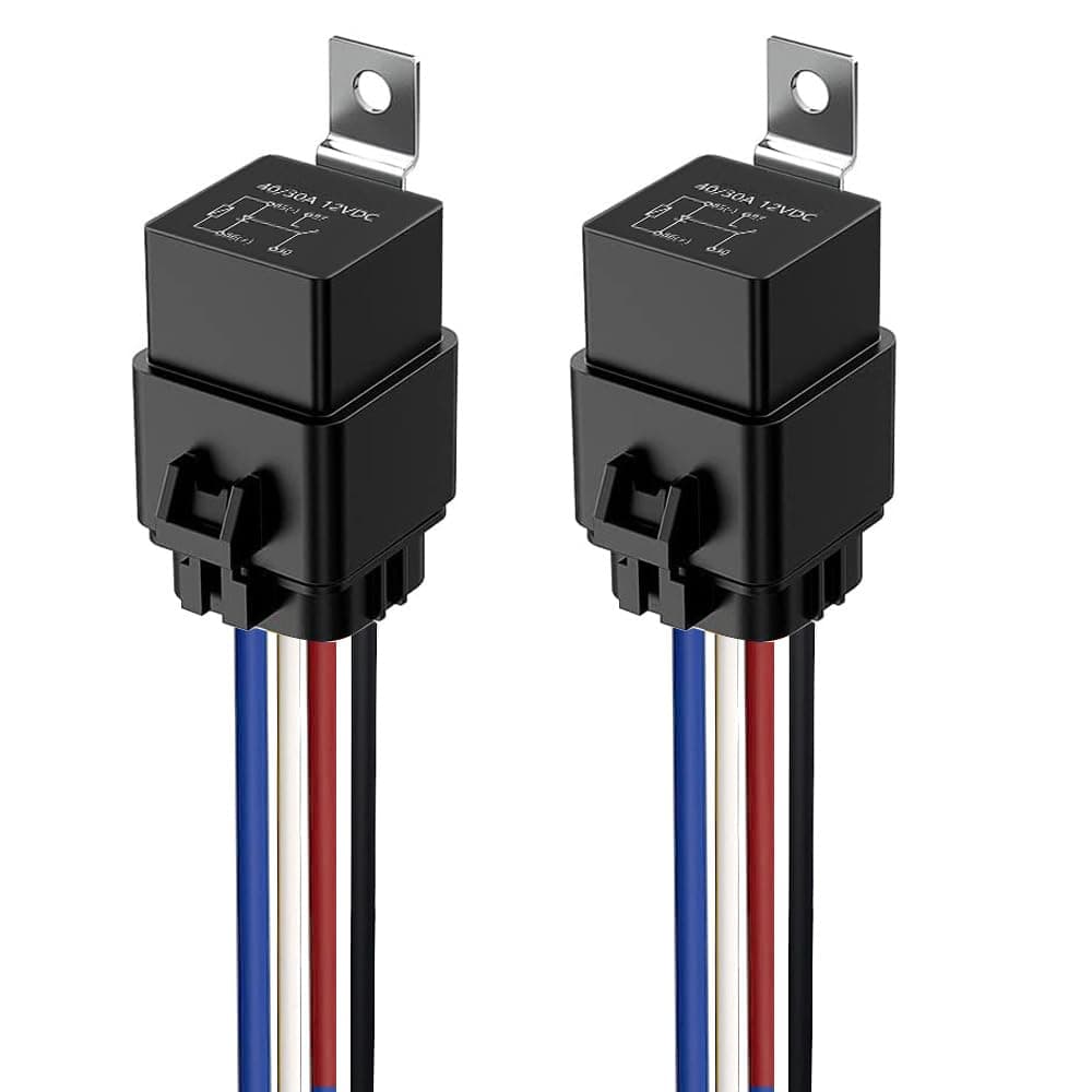 Gebildet 2pcs 40/30 Amp Waterproof Relay Switch 12AWG Harness Set with Built-in Diode- 12V DC 4-Pin SPST Automotive Relays Hot Wires
