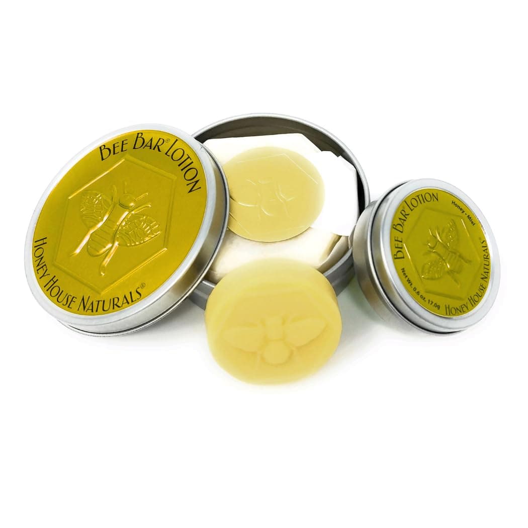 Honey House Naturals Bee Bar Duo – Vanilla - Small .6 Ounce and Large 2 Ounce– All Natural Ultra Moisturizing Lotion Bar Infused with Essential Oils and Butters – Made in USA