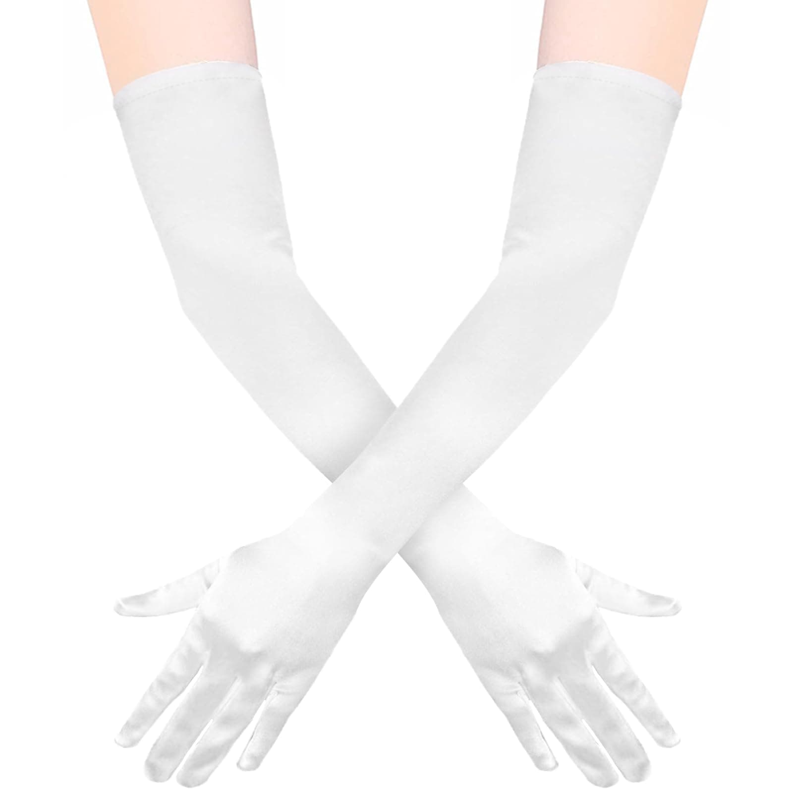 Long Gloves, 1 Pair of Gloves, Elegant Women's Satin Classic Evening Gloves, 1920s Gloves for Classic Opera Party, Halloween, Carnival Costume