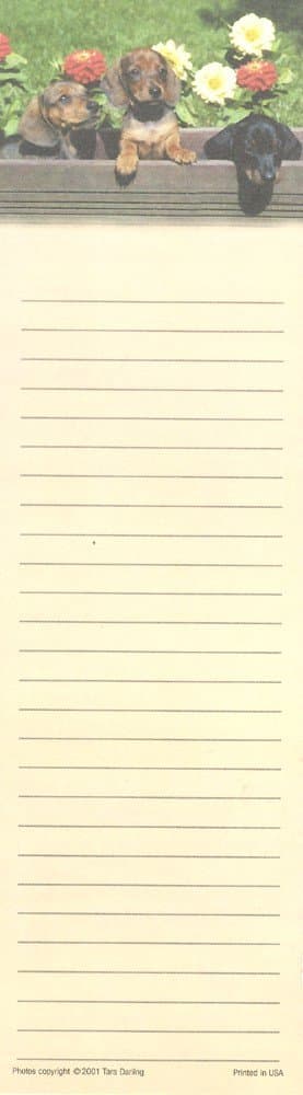 Dachshunds List Pads Set of 2 Pads 100 Sheets