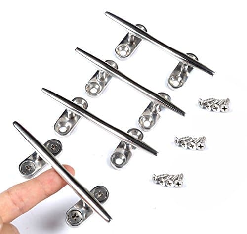 Mxeol Marine Dock Cleat Boat Open Base Stainless Steel w/Screws (4 PCS)