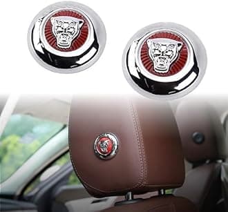 2pcs Car Front Seat Switch-Adjusting Button Cover Decal Trim Decorative Frame Interior Modification Ccompatible with XF XE XJ E-PACE F-PACE Asseccories (Red Chrome)