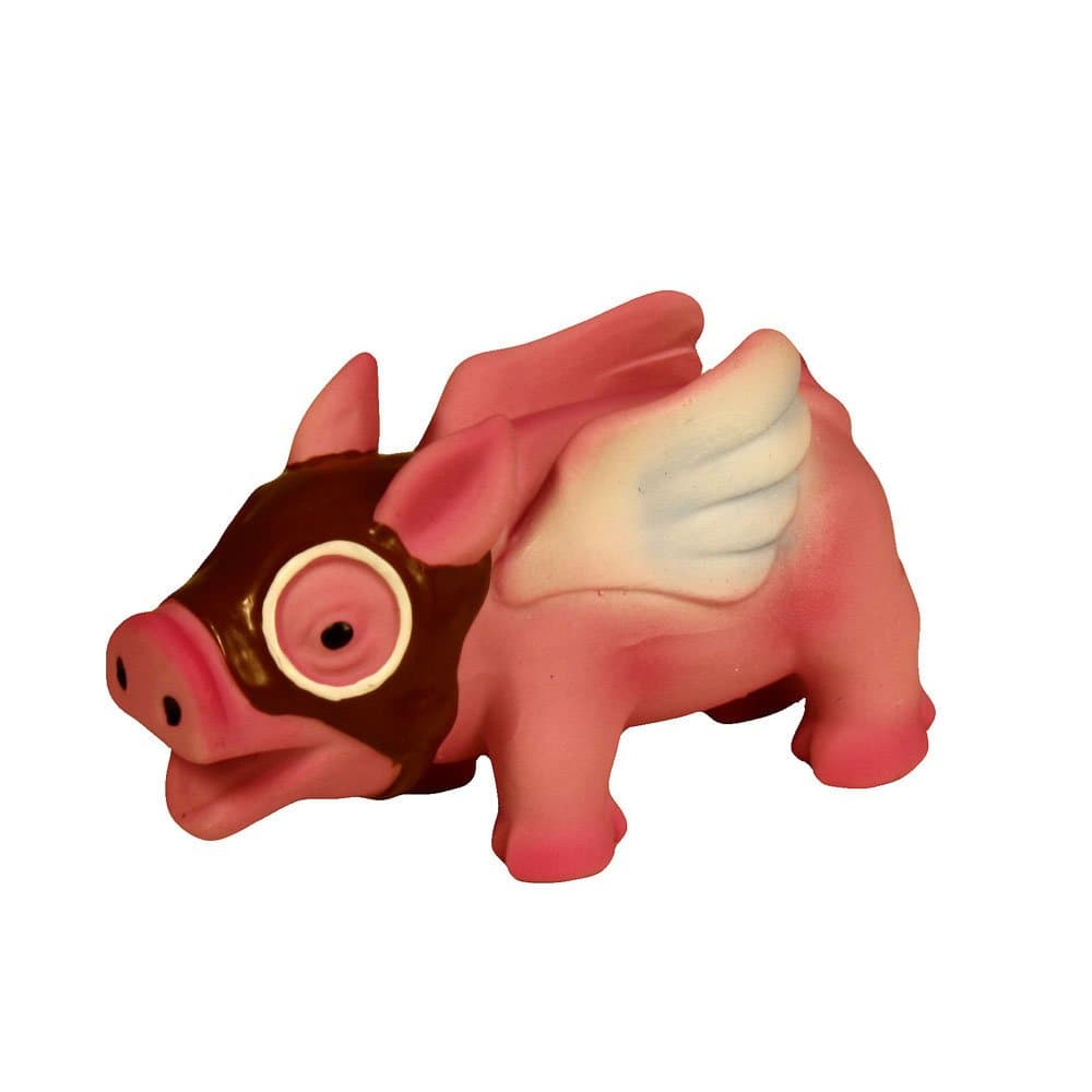 Krislin Latex Little Flying Pig with Goggles Pet Toy