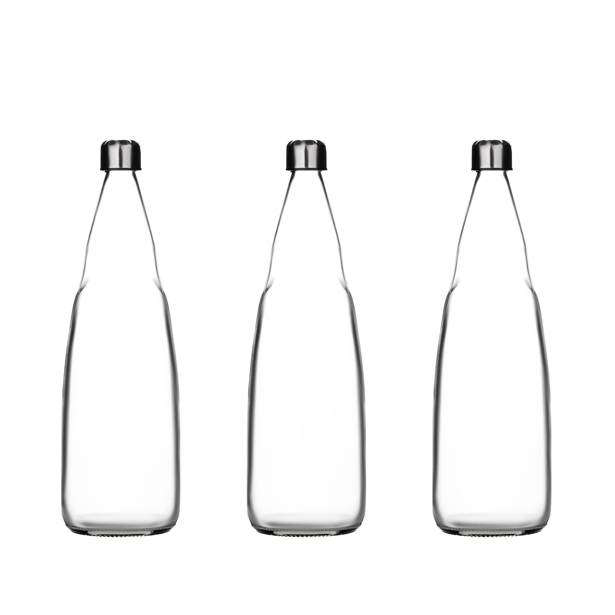 SAND DUNE Set of 3, 1000 ml Each Glass water bottle, with Leak-Proof Airtight Stainless-Steel Lid for Water, Smoothie, Juices - Reusable Travel Glass Drinking Fridge Bottles