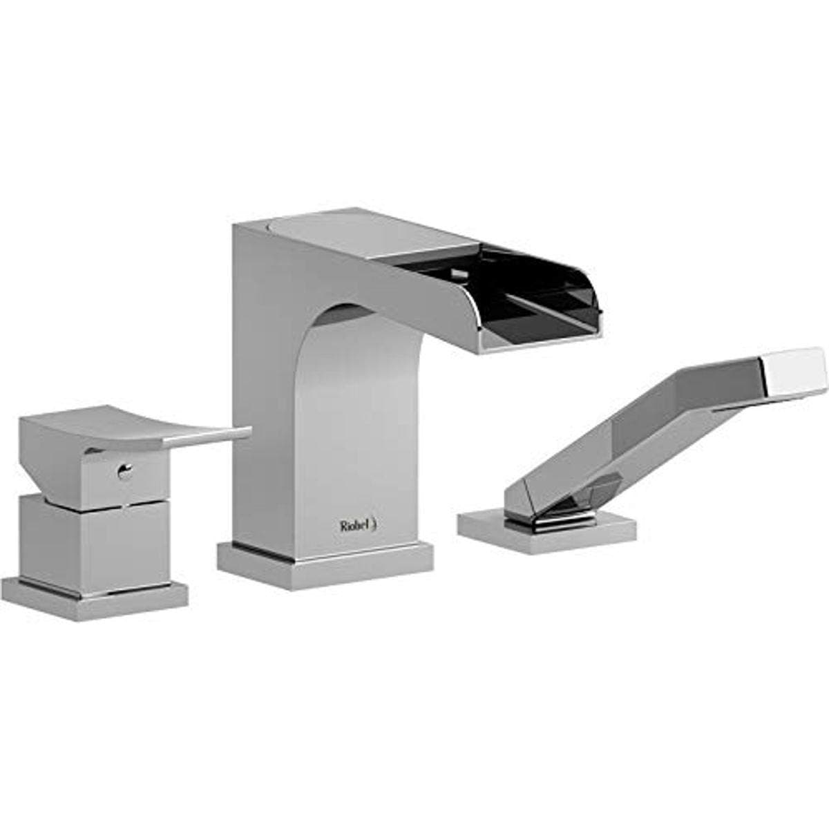 Riobel ZOOP10C 3-piece deck-mount tub filler open spout with hand shower, Chrome