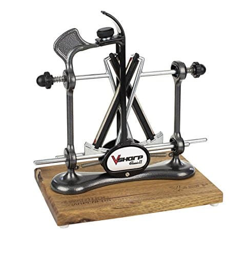 Warthog V-Sharp Classic II Elite - 325 Grit Diamond Rods, 3 Adjustable Angles - Knife Sharpeners for Knife Set - Steel Frame Construction, Comes with Wooden Base - Gunmetal Grey