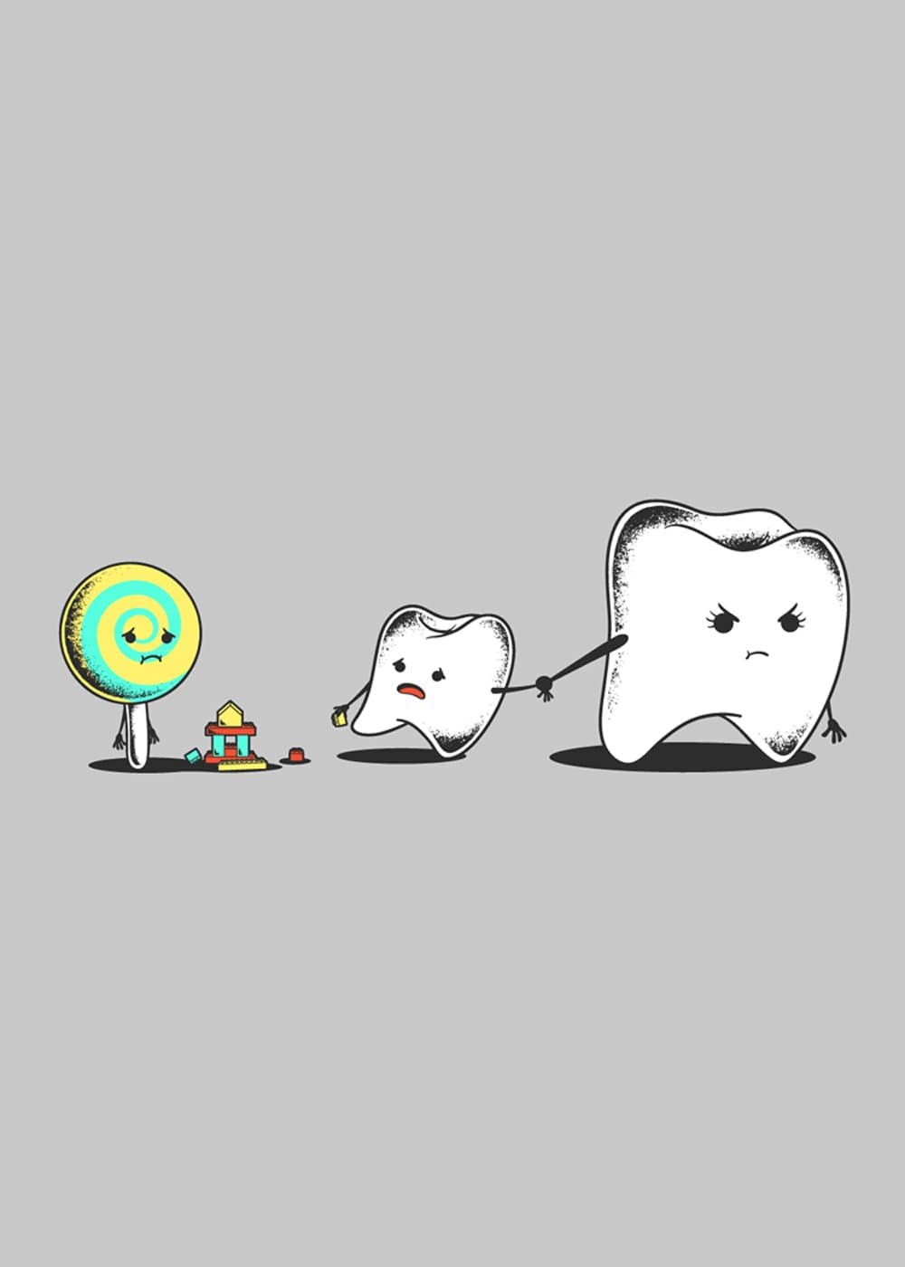 Funny Humor Tooth & Sucker Lolipop Candy "Bad Friend" Dental Hygiene Parody - Rectangle Refrigerator Magnet