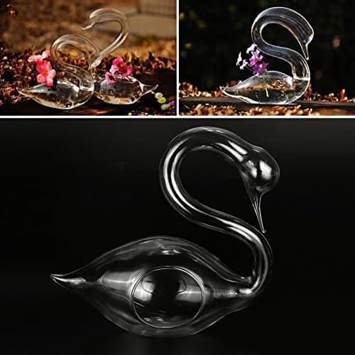 Springdoit 3D swan vase Container, Clear Transparent swan-Shaped Glass vase Holiday Wedding Decoration