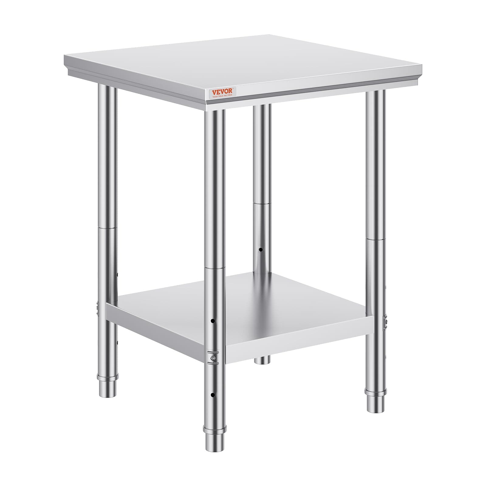 VEVOR Mophorn Stainless Steel Work Table 24 x 24 x 32 Inch Commercial Kitchen Prep & Work Table Heavy Duty Prep Worktable Metal Work Table with Adjustable Feet for Restaurant, Home and Hotel