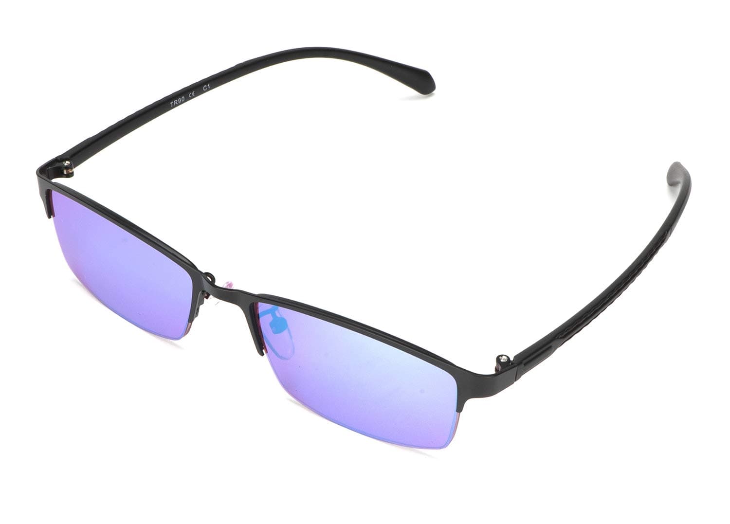 Color Blind Glasses for Men and Women with Red-Green Blindness,Purple Blue Lens,Halfframe