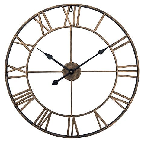 Yazhben Home Retro Wall Clock 16 Inch Gold Classic Design 3D Roman Numerals Battery Operated Silent Non-Ticking Clocks Decorative Living Room Clock (Antique Gold, 16 inch Diameter)