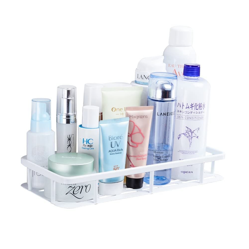 Merayo Magic Sticker Multi Function Wall Mounted Aluminum Shower Caddy Shelf Kitchen/Bathroom Accessory/Cosmetic/Toiletry Storage Organizer Rack (Stainless Steel Finish)