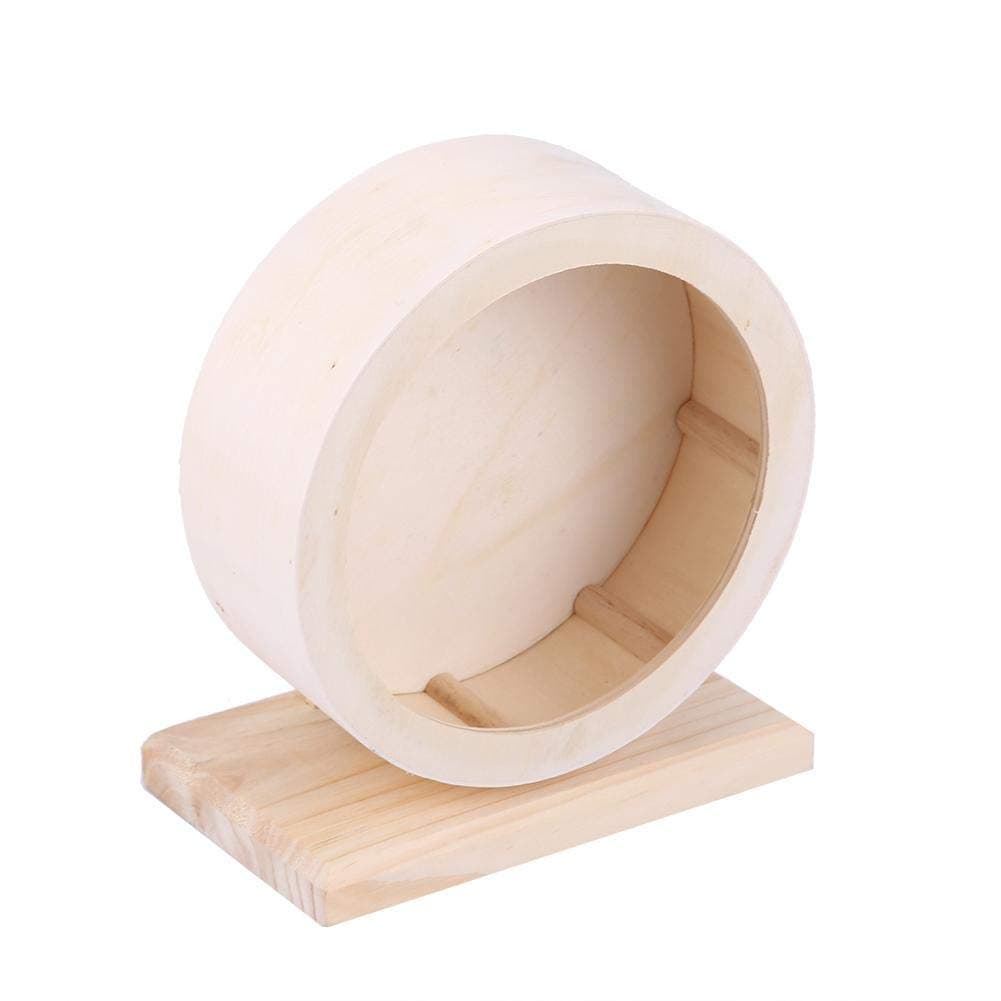 Hamster Wheel, Wooden Exercise Wheel Interactive Roller Wheel Toy for Gerbils Chinchillas Hedgehogs Mice Other Small Animals(S)