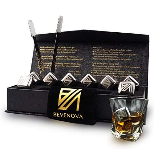 bevenova Luxury Whiskey Stones Kit - 8 ettingusutenresusuti-ru Reusable Chilling Cube - Personalized Gift Set - Perfect for Men's Women's - Jack Daniels Jameson Irish Scotch Whisky Bourbon Wine Lovers