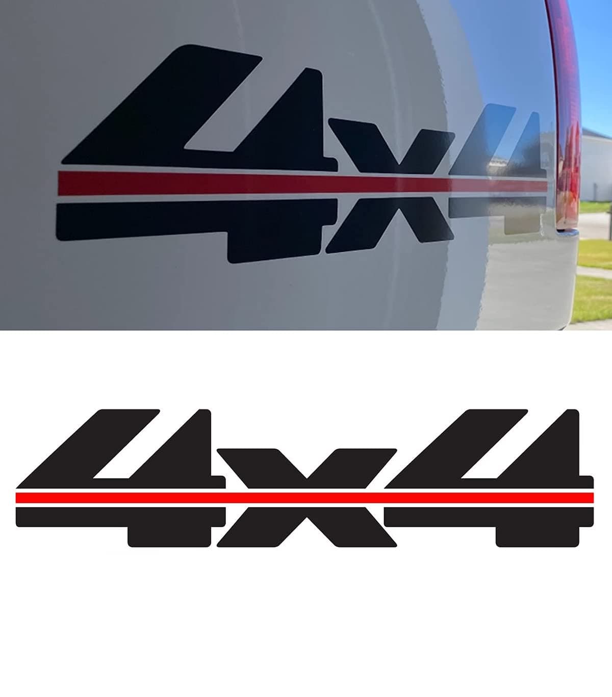 Pair Set 4x4 Vinyl Decals Sticker Compatible with 1988 to 1997 Chevy Truck Bed (Red Black)