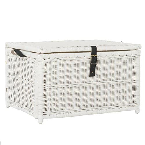 happimess Caden 30" Wicker Storage Trunk, White