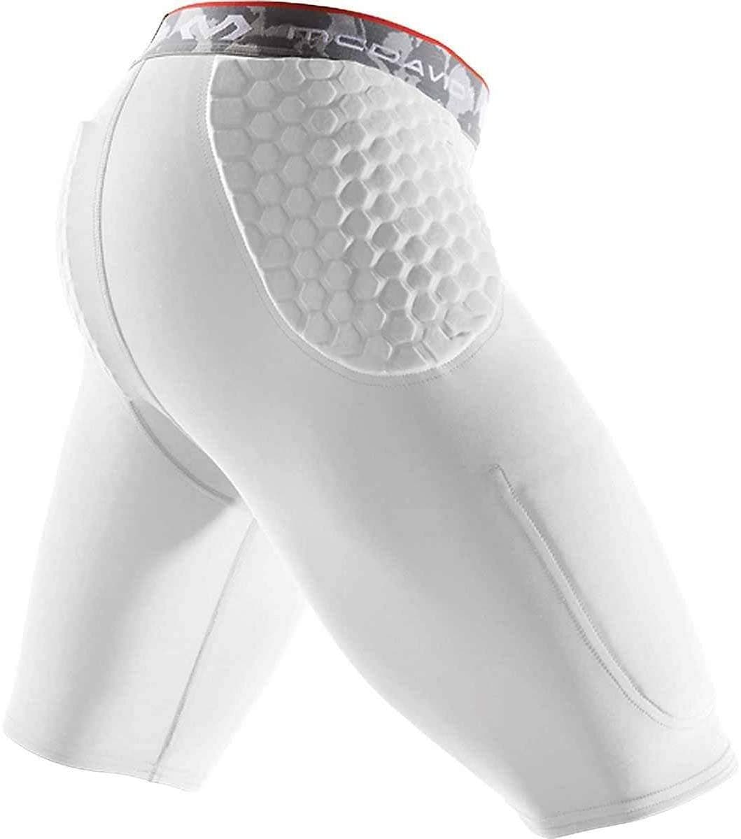 Mens Compression Shorts, Football Padded Shorts Girdle, 3 HEX Pads, HIPS & Tailbone Protection w/ Cup Pocket