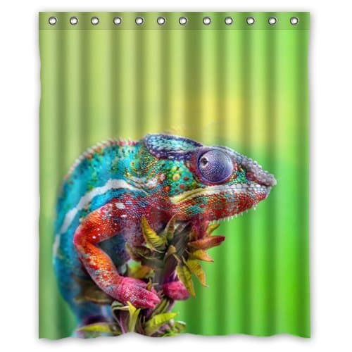 60"(Width)x 72"(Height) Popular Colorful Chameleon Reptile Waterproof Bathroom Bath Polyester Shower Curtain