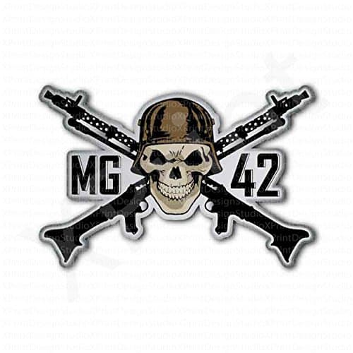 German MG42 Gun Skull Inside Car Auto Bumper Window Sticker
